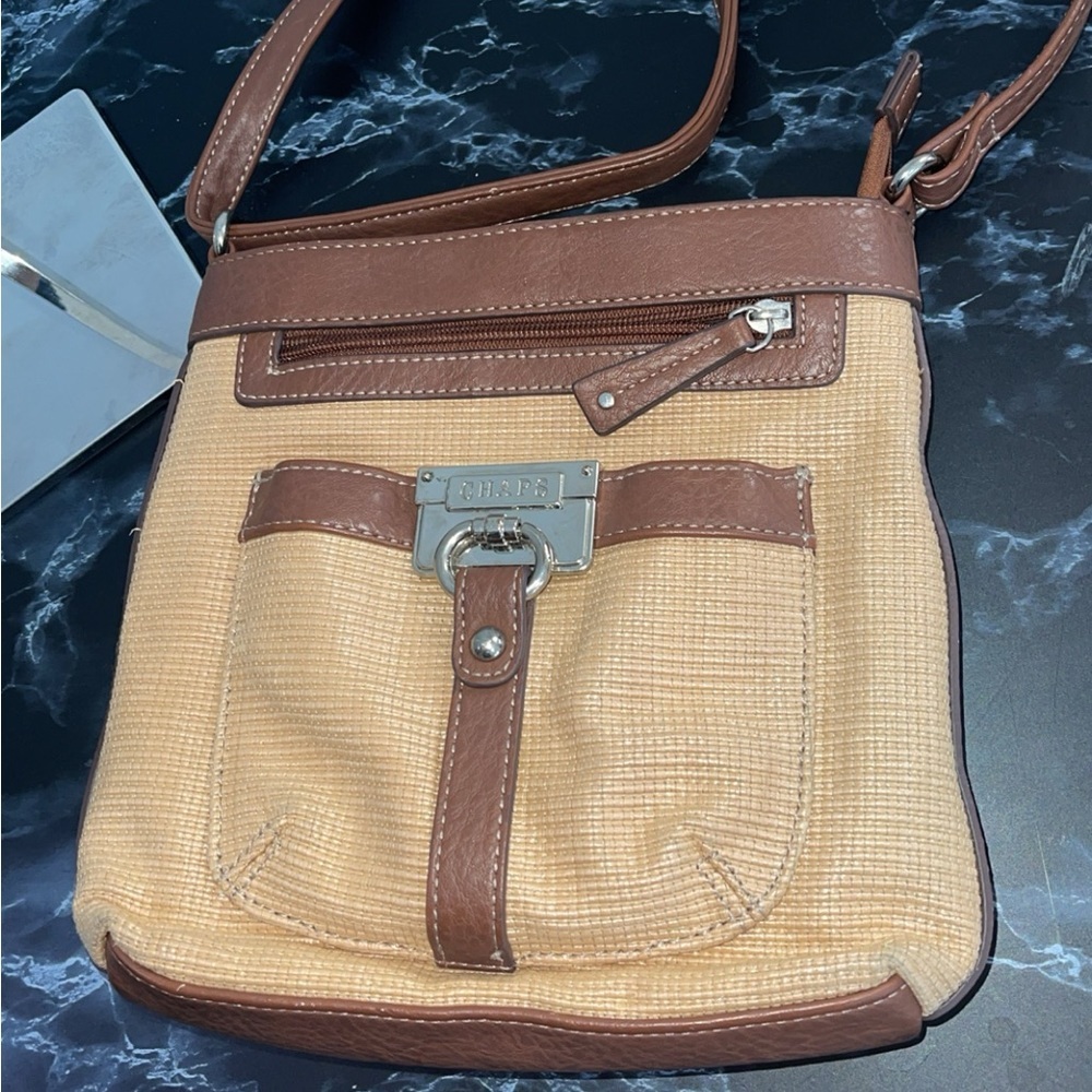 CHAPS Handbag Crossbody Purse Brown Tan - Picture 11 of 11